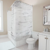 White Birch Wood Rustic Country Farmhouse Barn Douchegordijn (In situ)