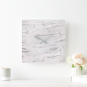 White Birch Wood Rustic Country Farmhouse Barn Vierkante Klok (Huis)