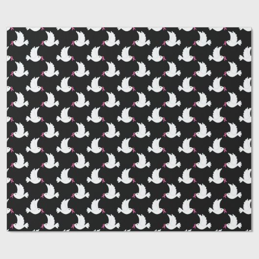 White Bird Breast Cancer Awareness Pattern Cadeaupapier (Vlak)