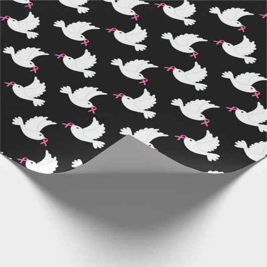 White Bird Breast Cancer Awareness Pattern Cadeaupapier (Hoek)