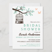 White Bird Cage Rustic Bridal Shower Invitation Kaart (Voorkant)