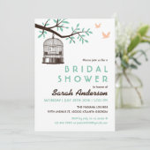 White Bird Cage Rustic Bridal Shower Invitation Kaart (Staand voorkant)