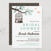 White Bird Cage Rustic Bridal Shower Invitation Kaart (Voorkant / Achterkant)