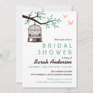 White Bird Cage Rustic Bridal Shower Invitation Kaart