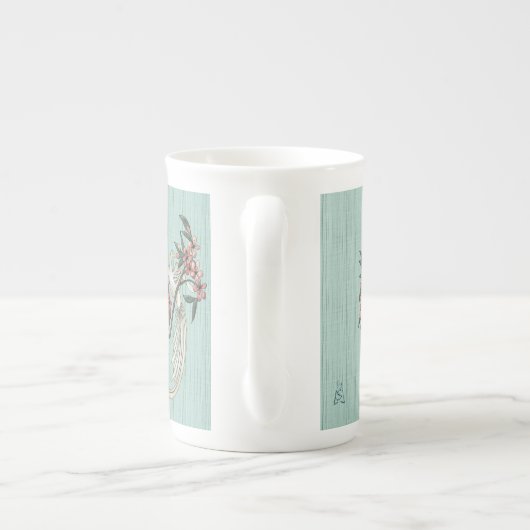 White Bird - Kersenbloesem Aqua Porselein Kop (Achterkant)