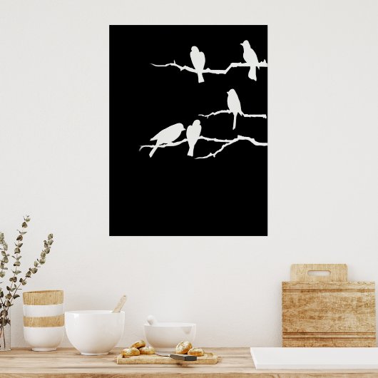 White Bird Silhouette Poster (Keuken)