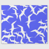 White Birds Blue Background Zee Theme Cadeaupapier (Vlak)