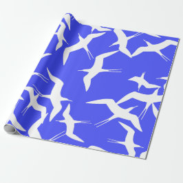 White Birds Blue Background Zee Theme Cadeaupapier