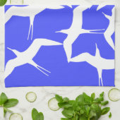 White Birds Blue Background Zee Theme Theedoek (Gevouwen)