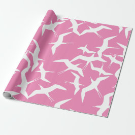 White Birds Pink Background Sky Thema Cadeaupapier