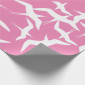 White Birds Pink Background Sky Thema Cadeaupapier (Hoek)