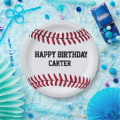 White Birthday Baseball met naam Papieren Bordje (Feest)