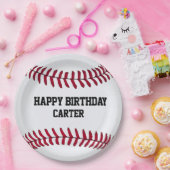 White Birthday Baseball met naam Papieren Bordje (Feest)