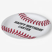 White Birthday Baseball met naam Papieren Bordje (Gekanteld)