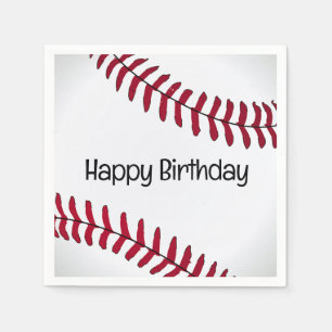 White Birthday Baseball Servet