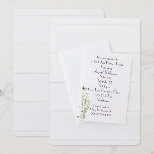 White Birthday Invision on White Wood Kaart (Voorkant / Achterkant)