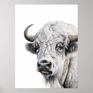 White Bison Buffalo Waterverf Kunst Poster