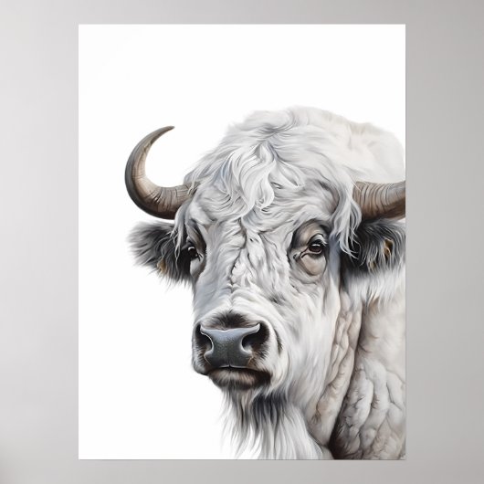 White Bison Buffalo Waterverf Kunst Poster (Voorkant)