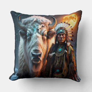 White Bison en het Native American Chief Sierkusse Kussen