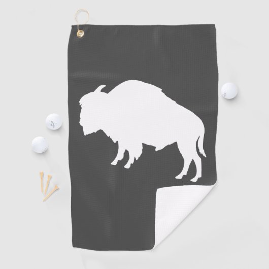 White Bison Silhouette Wild Animal Golfhanddoek (Insitu)