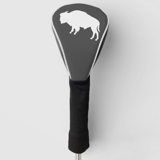 White Bison Silhouette Wild Animal Golfheadcover (Voorkant)