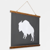 White Bison Silhouette Wild Animal Hangend Wandkleed (Gebogen)