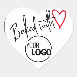 White Bked with Love Homemade Baking Logo Afbeeldi Hart Sticker