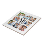 White Black 8 Family Photo Collage Monogram Tegeltje (Zijkant)