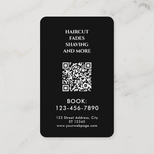 White black Ace of spades barber shop Visitekaartje (Achterkant)