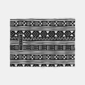 White|Black African MudCloth Geïnspireerd op maat Fleece Deken (Voorkant (Horizontaal))