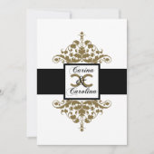 White Black and Gold Damask Sweet 16 Invitation Kaart (Voorkant)