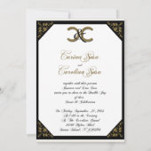 White Black and Gold Damask Sweet 16 Invitation Kaart (Achterkant)