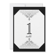 White Black and Silver Damask Table Number