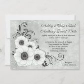 White Black Anemone Flower Floral Wedding Kaart (Voorkant)