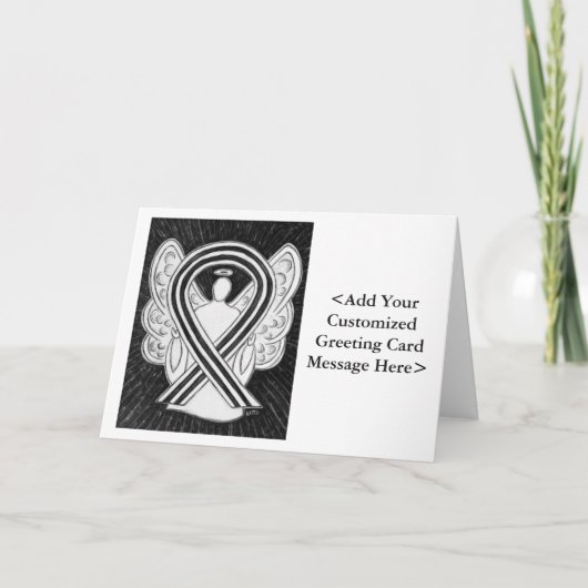 White & Black Awareness Ribbon Personated Kaarten (Voorkant)