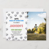 White Black Balls Birthday met foto Kaart (Voorkant)