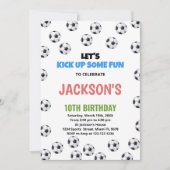 White Black Balls Soccer Birthday Invitations Kaart (Voorkant)