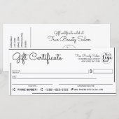 White Black Border Logo Check Cadeaubon (Voorkant / Achterkant)