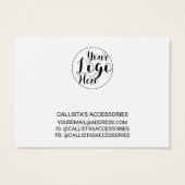 White Black Border Script Logo Bracelet Display Visitekaartje (Achterkant)