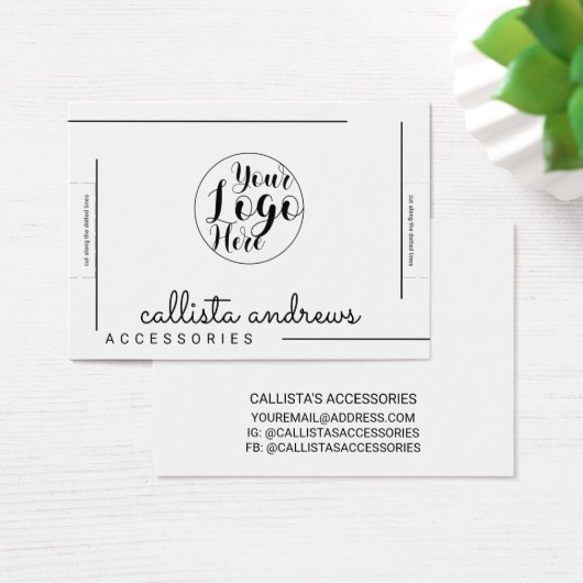 White Black Border Script Logo Bracelet Display Visitekaartje (Bureau)