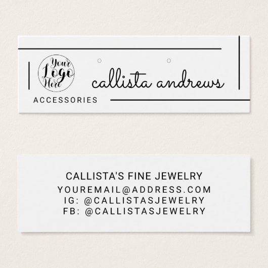 White Black Border Script Logo earling Display Mini Visitekaartjes (Voorkant /achterkant)