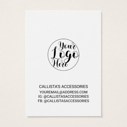 White Black Border Script Logo earling Display Visitekaartje (Achterkant)