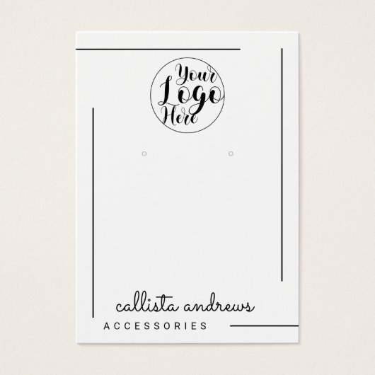 White Black Border Script Logo earling Display Visitekaartje (Voorkant)