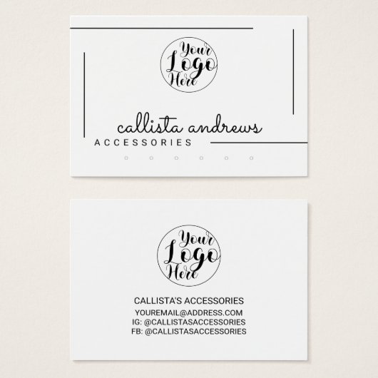 White Black Border Script Logo earling Display Visitekaartje (Voorkant /achterkant)