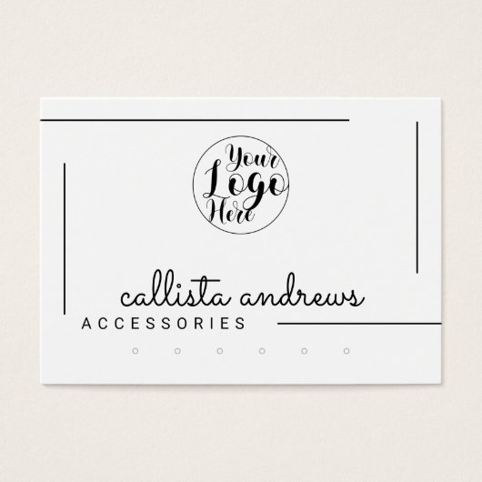 White Black Border Script Logo earling Display Visitekaartje (Voorkant)