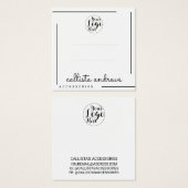 White Black Border Script Logo Hair Clips Display Vierkante Visitekaartjes (Voorkant /achterkant)