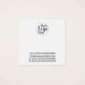 White Black Border Script Logo Hair Clips Display Vierkante Visitekaartjes (Achterkant)
