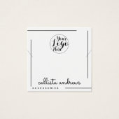 White Black Border Script Logo Ketting Display Vierkante Visitekaartjes (Voorkant)