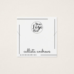 White Black Border Script Logo Ketting Display Vierkante Visitekaartjes