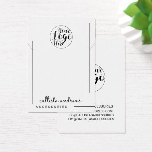 White Black Border Script Logo Ketting Display Visitekaartje (Bureau)